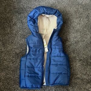 Blue Puffer Vest with Hood